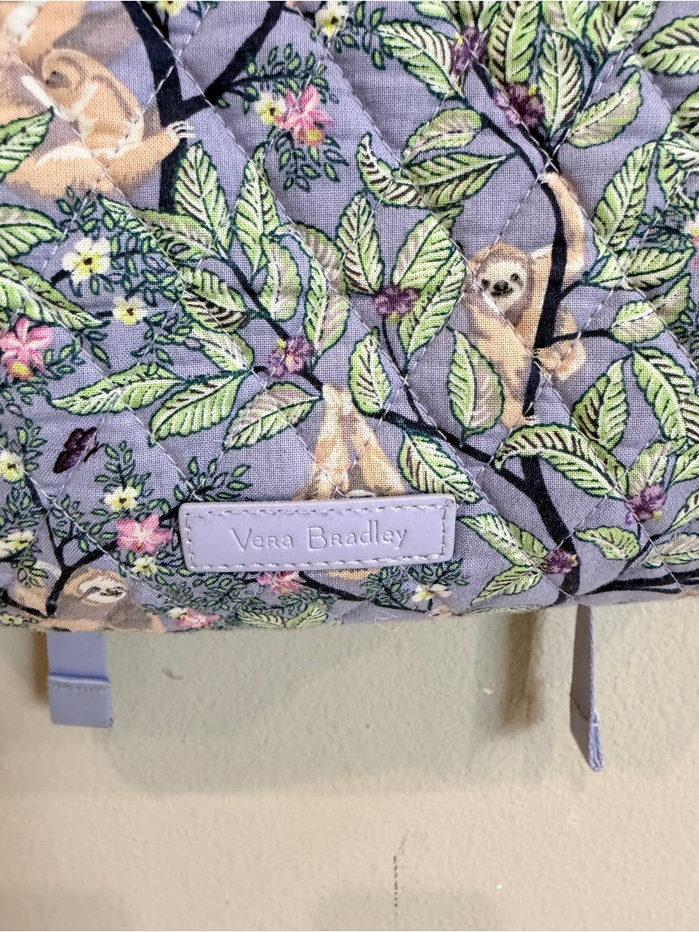 Vera Bradley Campus Backpack Hanging Around Sloth Purple Retired Print - Picture 2 of 9